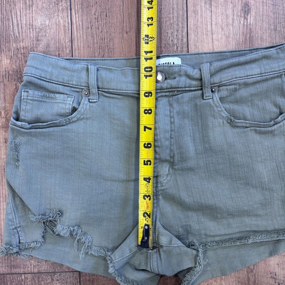 Pistola Winston High Rise Fray Hem Shorts Jean Denim Green Women's Size 31 Beach - Picture 7 of 8